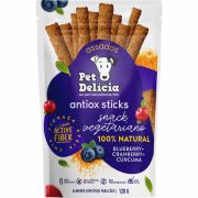 Petisco Pet Delícia Antiox Sticks Natural - Blueberry, Cranberry e Cúrcuma