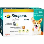Comprimido Simparic Antipulgas 40mg para Cães 10,1 - 20kg Comprimido Simparic Antipulgas 40mg para Cães 10,1 - 20kg