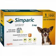 Comprimido Simparic Antipulgas 5mg para Cães 1,3 - 2,5kg