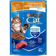 Ração Úmida Purina Cat Chow Sachê Gatos Castrados Esterilizados Carne