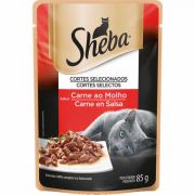 Ração Úmida Sheba Sachê Cortes Selecionados Carne ao Molho para Gatos Adultos