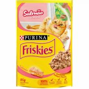 Ração Úmida Purina Friskies Sachê Salmão ao Molho para Gatos Adultos