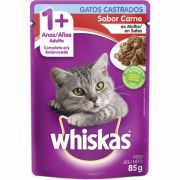 Ração Úmida Whiskas Sachê Carne ao Molho para Gatos Adultos Castrados Ração Úmida Whiskas Sachê Carne ao Molho para Gatos Adultos Castrados